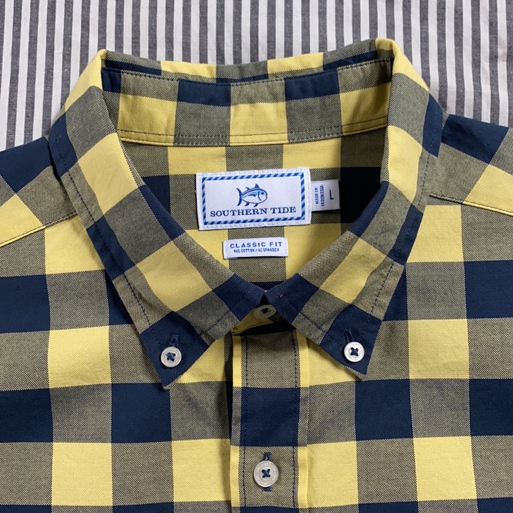 Southern Tide Plaid Yellow/Blue Dress shirt